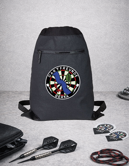 Gymsac Dartfreunde Berka – schwarzer Rucksack mit markantem Vereinslook – Bild 2